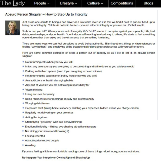 Absurd Person Singular – How to Step Up to Integrity