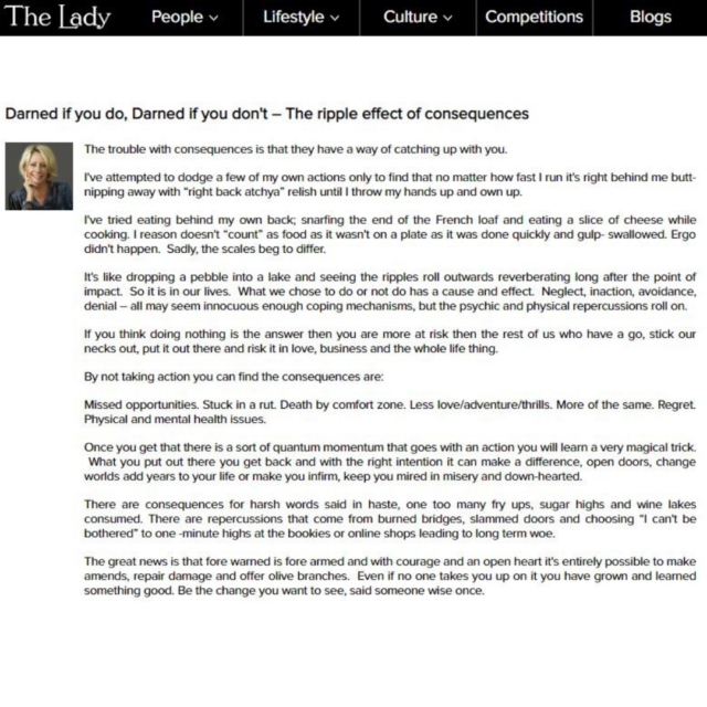 Darned if you do, Darned if you don't – The ripple effect of consequences