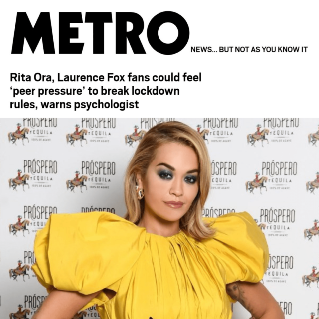 Rita Ora, Laurence Fox fans could feel ‘peer pressure’ to break lockdown rules, warns psychologist